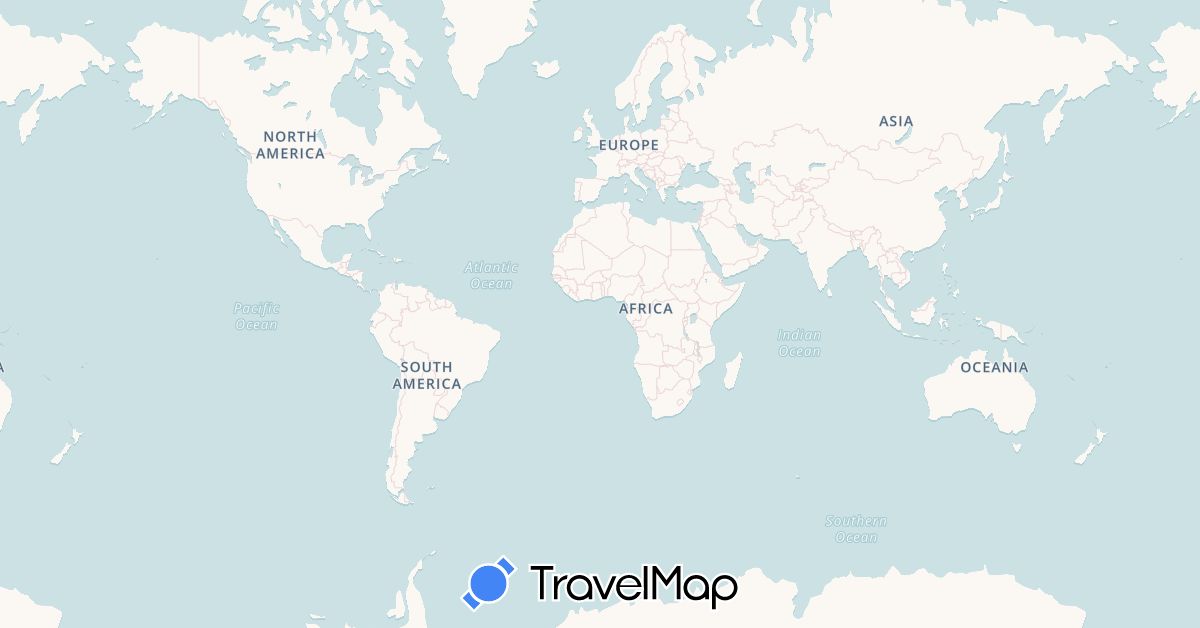 TravelMap itinerary: driving, bus, plane, cycling, train, boat, motorbike, canoë in Albania, Bosnia and Herzegovina, China, France, Croatia, India, Italy, Laos, Montenegro, Slovenia, Thailand, Vietnam (Asia, Europe)